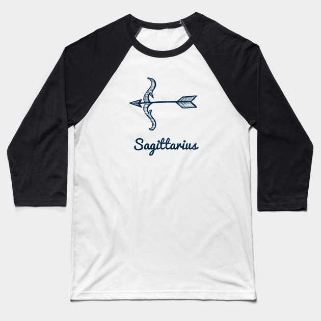 Sagittarius Zodiac Horoscope with Arrow Bow with Flower Sign and Name Baseball T-Shirt by ActivLife